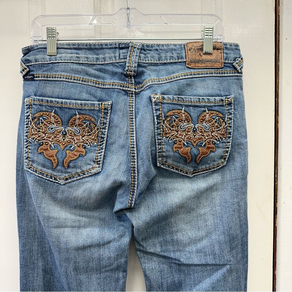 Cowgirl Up thick stitch boot cut denim jeans women's 8 30 x‎ 34